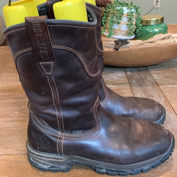 Irish Setter red wing work boots Brown leather pull on ultra dry waterproof 10.5 - Picture 4 of 16